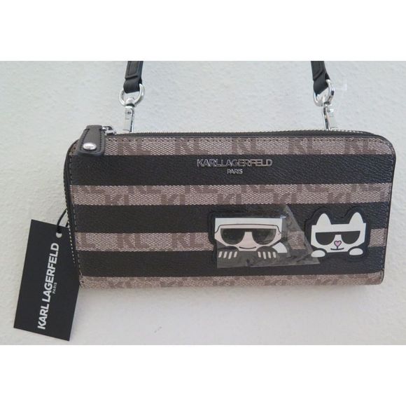 Karl Lagerfeld Paris LH2EU5BT Tan/Black Crossbody Bag Clutch Wallet Purse $128 - Picture 5 of 10
